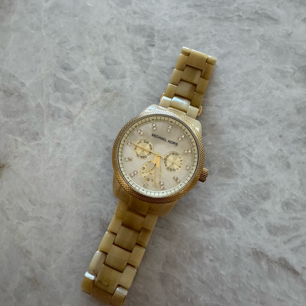 Michael Kors Beige Watch with Crystal Accents